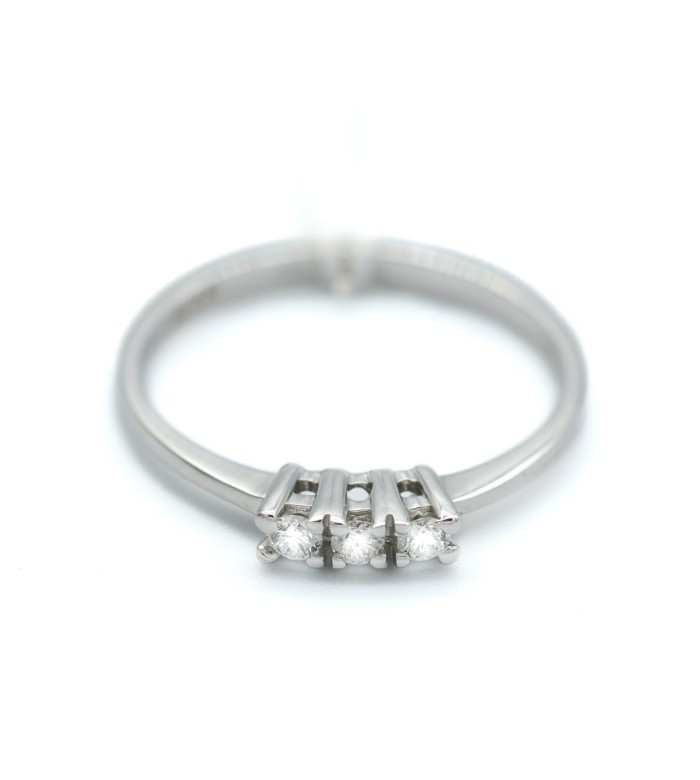 Trilogy Ring in 18 Kt White Gold and 0.12 kt Diamonds
