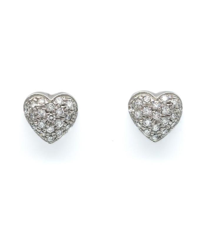Heart Earrings in 18 Kt White Gold