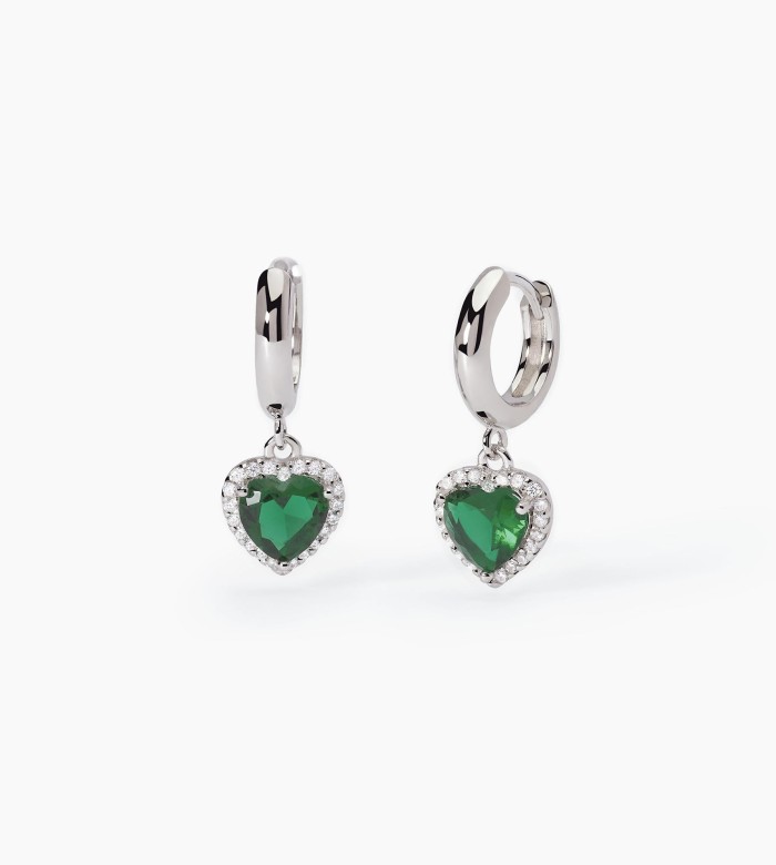Earrings with Heart Emeralds